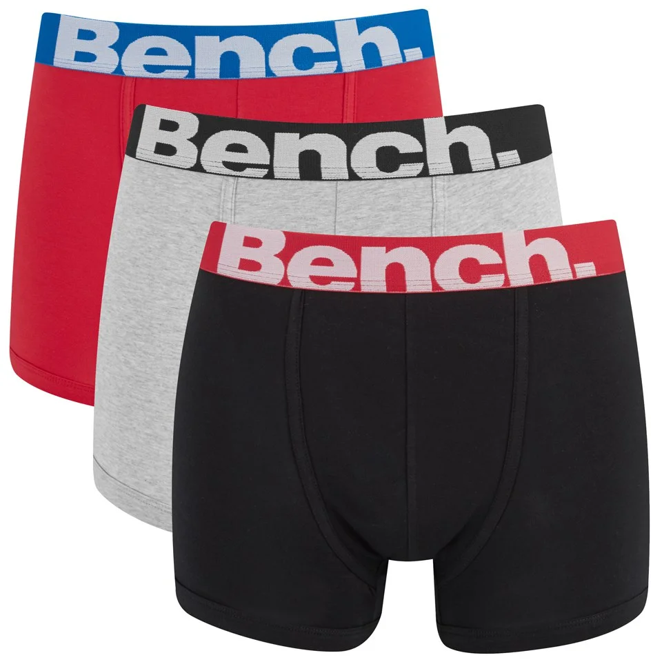 Bench Men's 3-Pack Large Logo Band Boxers - Red/Black/Grey - S - Red/Black/Grey Image 1