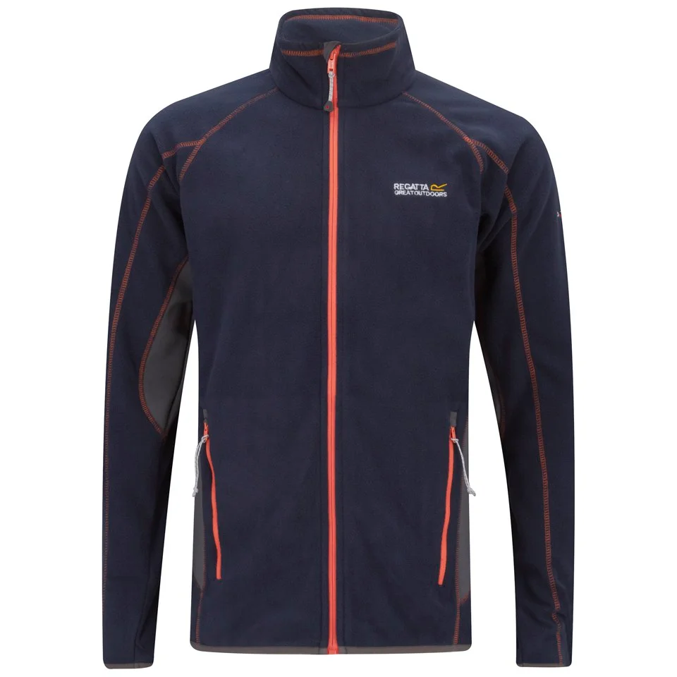 Regatta Men's Point 214 Gridnorth Full Zip Microfleece Top - Navy/Orange - S - Blue Image 1