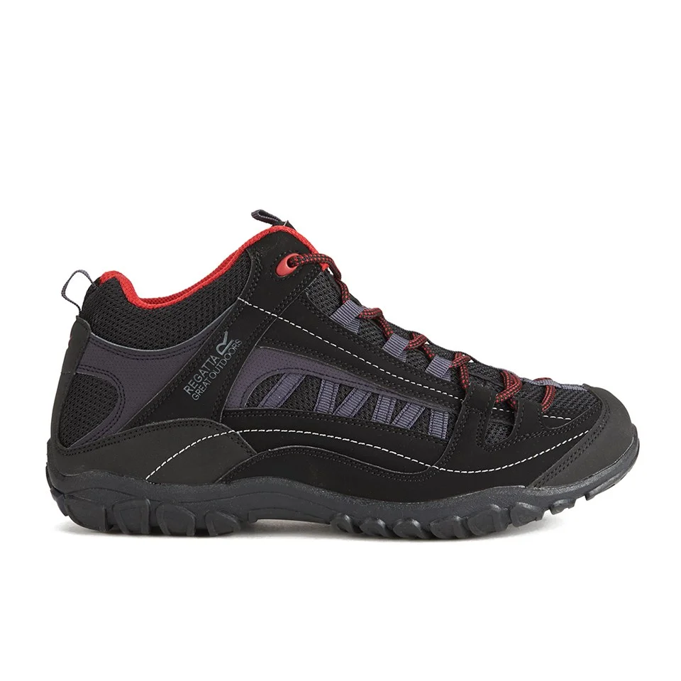 Regatta Men's Edgepoint Mid Hiking Boots - Black/Red - UK 7 - Black Image 1