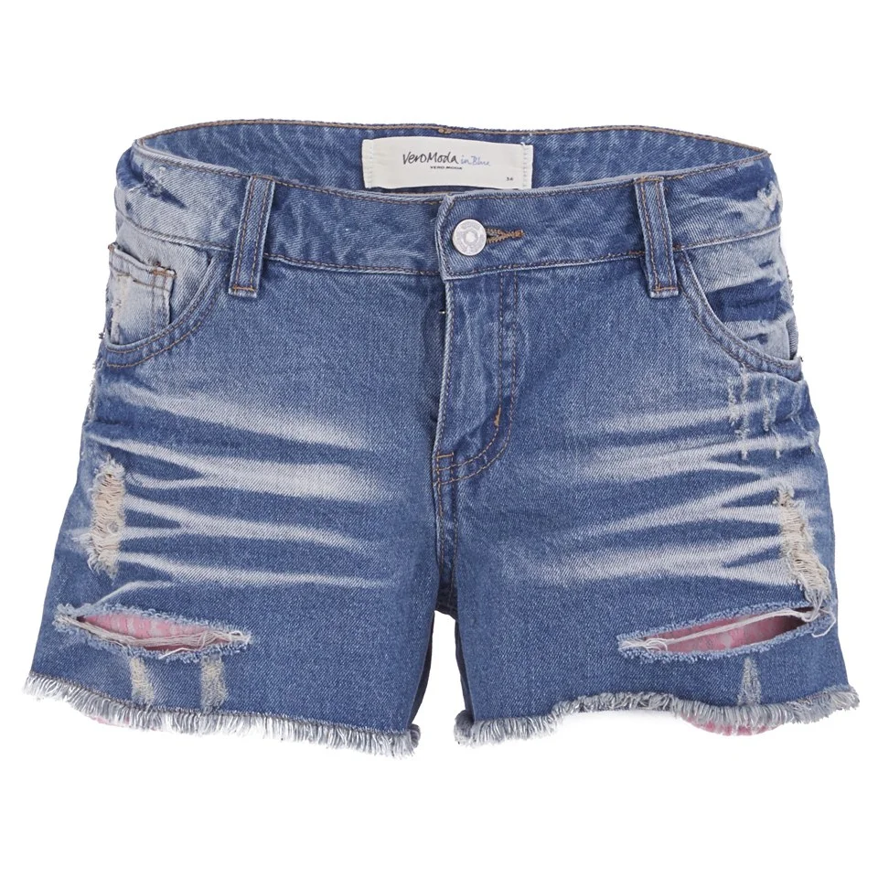 Vero Moda Women's Paula Neon Denim Shorts - Blue - UK 8 - Blue Image 1