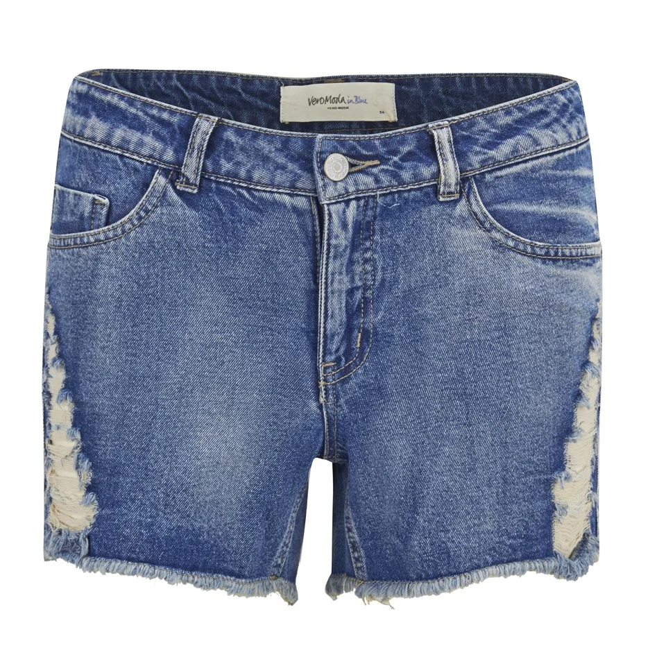 Vero Moda Women's Brix Distressed Shorts - Blue - UK 8 - Blue Image 1