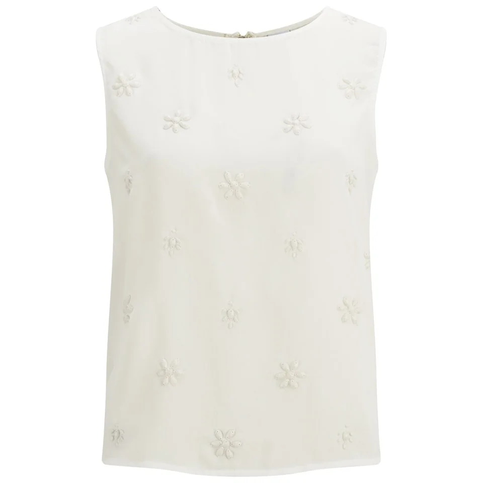Vero Moda Women's Pleasure Dimond Detail Cami Top - Snow White - XS/UK 8 - White Image 1