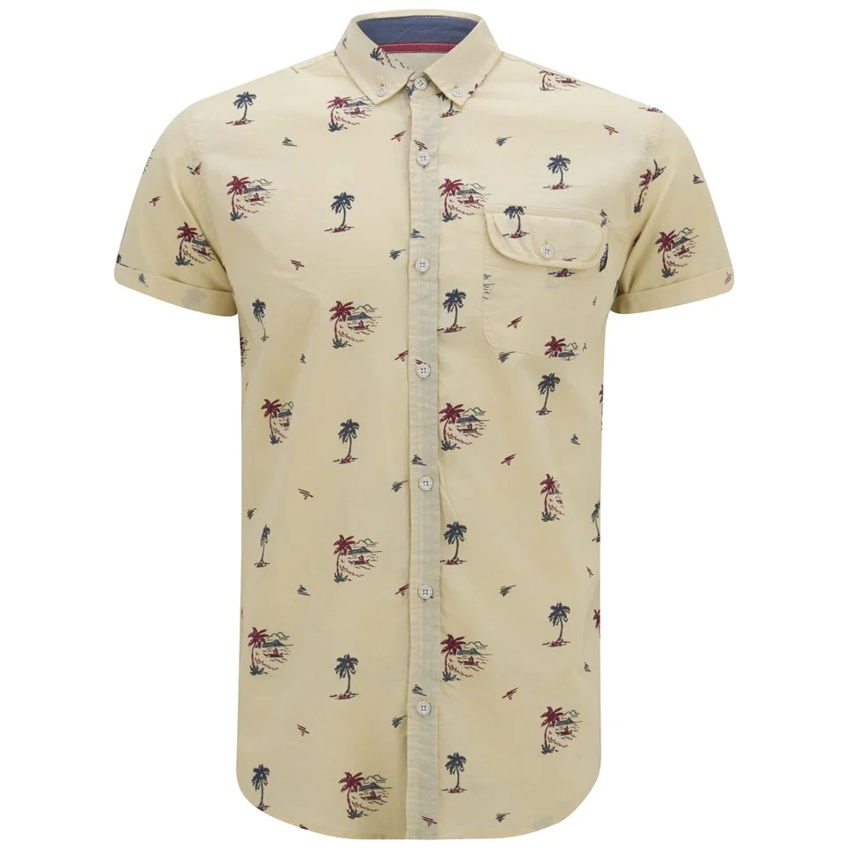Soul Star Men's Ms Hula 9 Printed Shirt - Stone - S - Brown Image 1