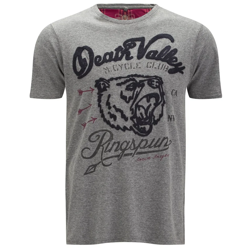 Ringspun Men's Clubber Death Valley Printed T-Shirt - Grey Marl - S - Grey Image 1