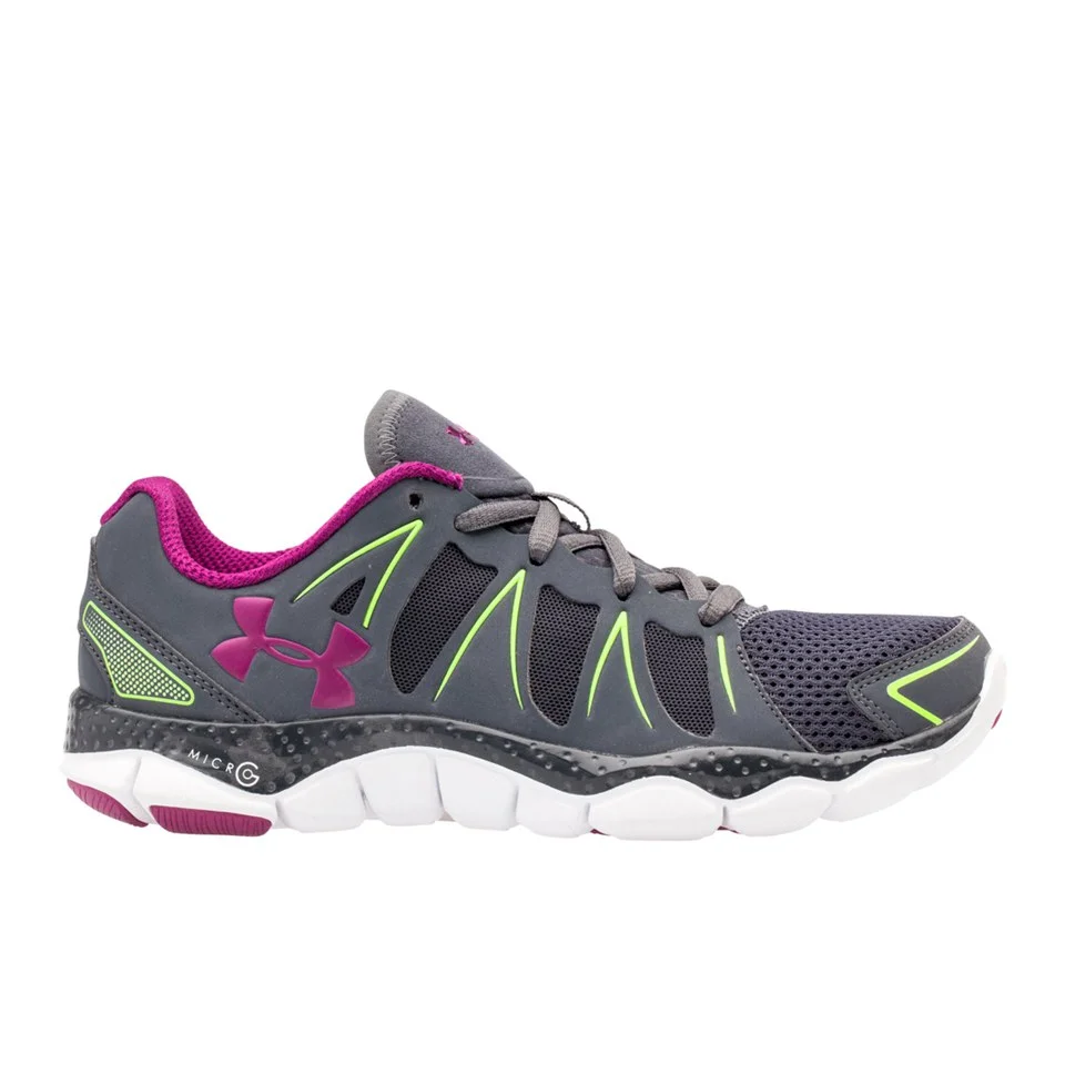 Under Armour Women's Micro G Engage II Running Shoes - Lead/White/Aubergine - UK 4 - Black/Pink/White Image 1