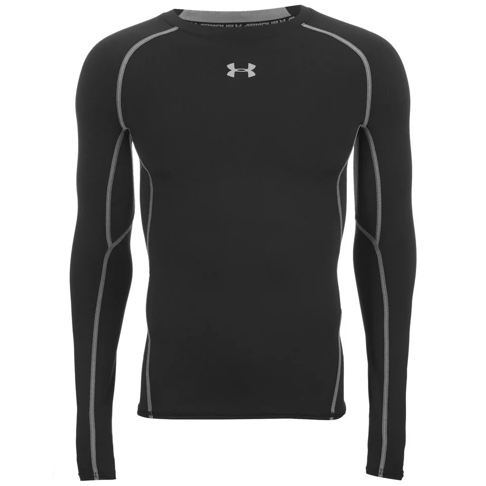 Under Armour Men's Armour HeatGear Long Sleeve Compression Top - Black/Steel - S - Black Image 1