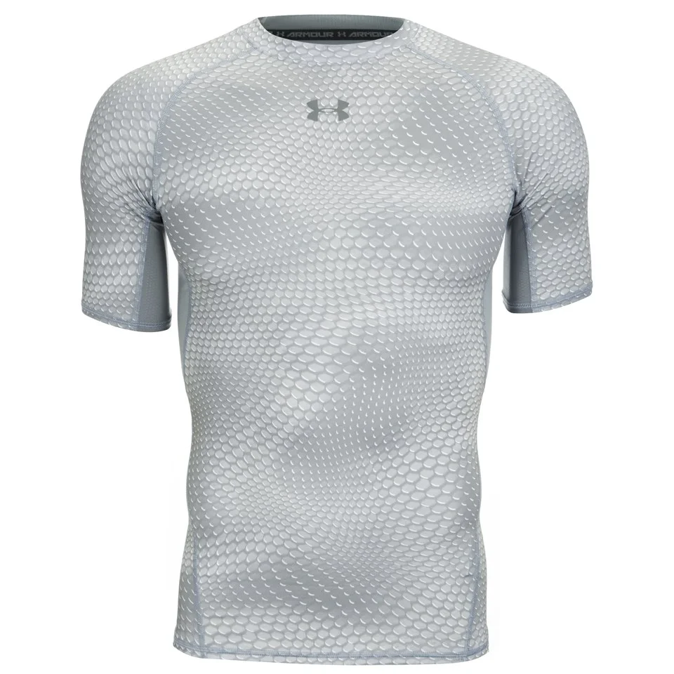 Under Armour Men's Armour Heat Gear Printed Short Sleeve Training T-Shirt - Grey/White - S - Grey Image 1