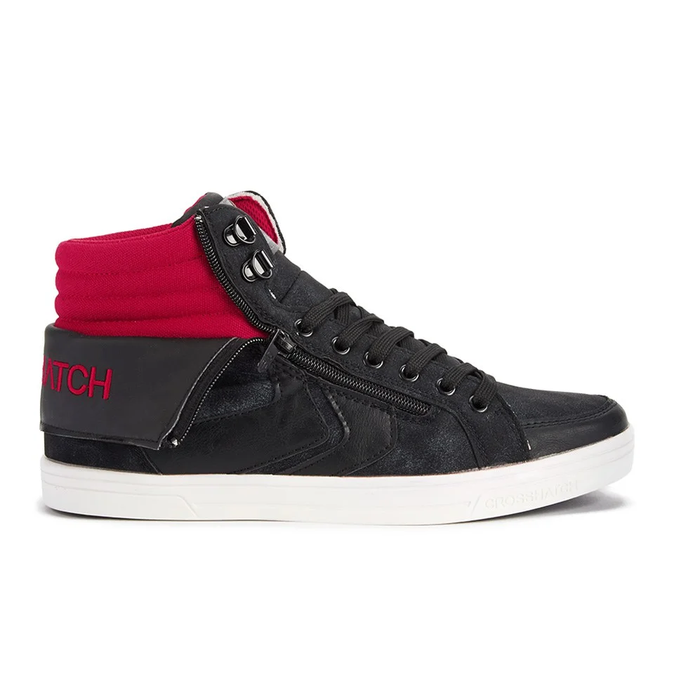 Crosshatch Men's Clanika Zip Detail High Top Trainers - Black - UK 7 - Black Image 1