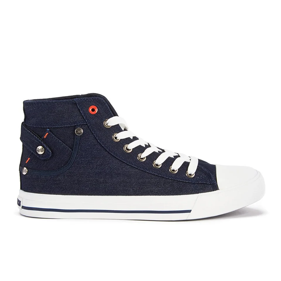 Crosshatch Men's Mintaka Denim High Top Trainers - Dark Denim - UK 7 - Blue Image 1