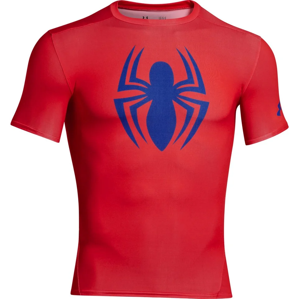 Under Armour Men's Spider-Man Compression Short Sleeved T-Shirt - Red/Blue - S - Red/Blue Image 1