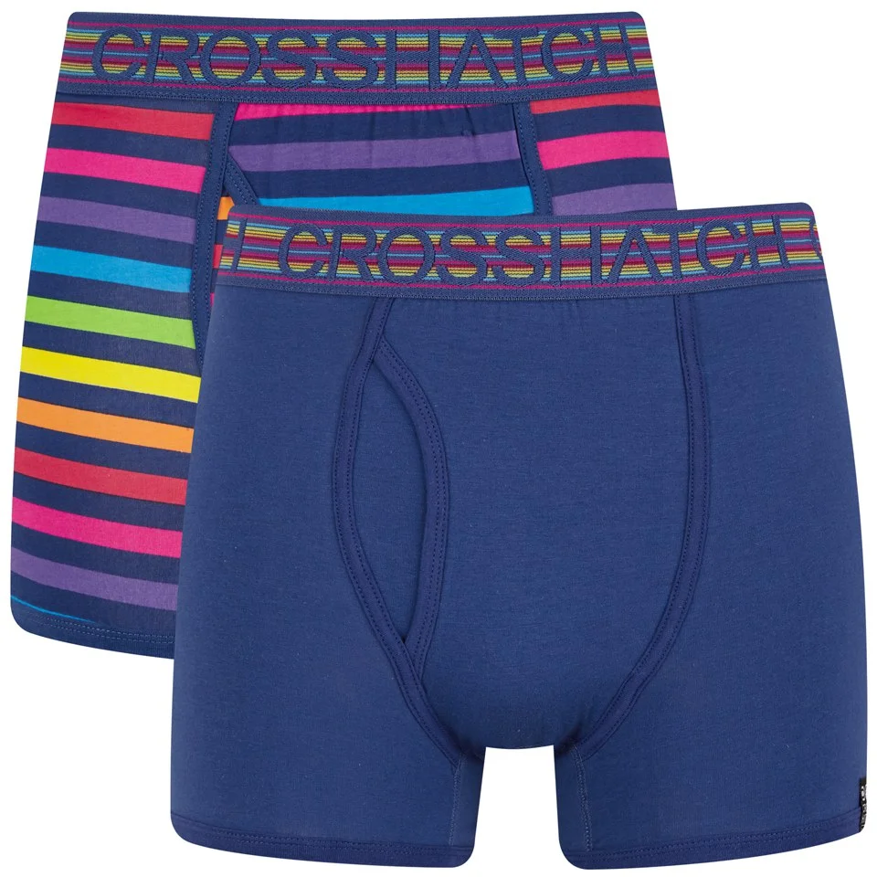 Crosshatch Men's Refracto 2-Pack Boxer Shorts - Multi/Sapphire - S - Multi/Blue Image 1