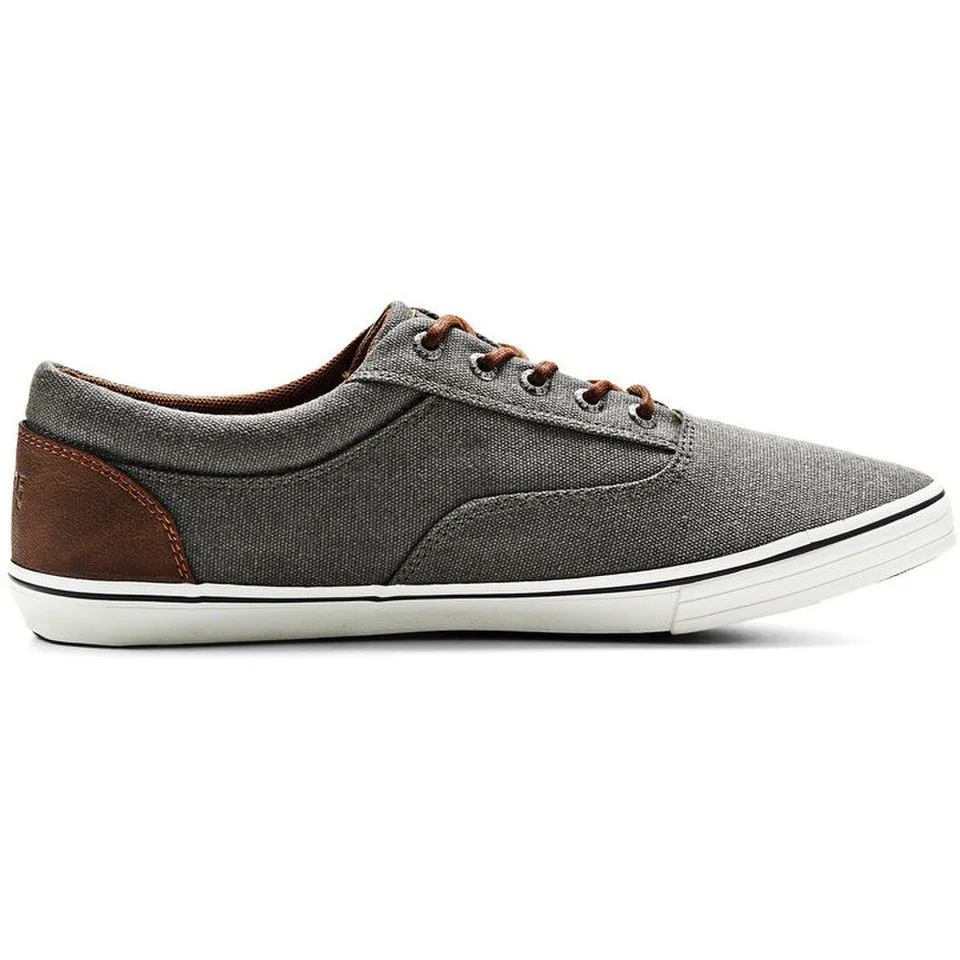 Jack & Jones Men's Vision Canvas Sneakers - Pewter Grey/White - UK 6 - Grey Image 1