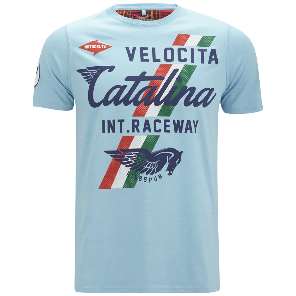 Ringspun Men's Delta Printed T-Shirt - Sky Marl - S - Blue Image 1