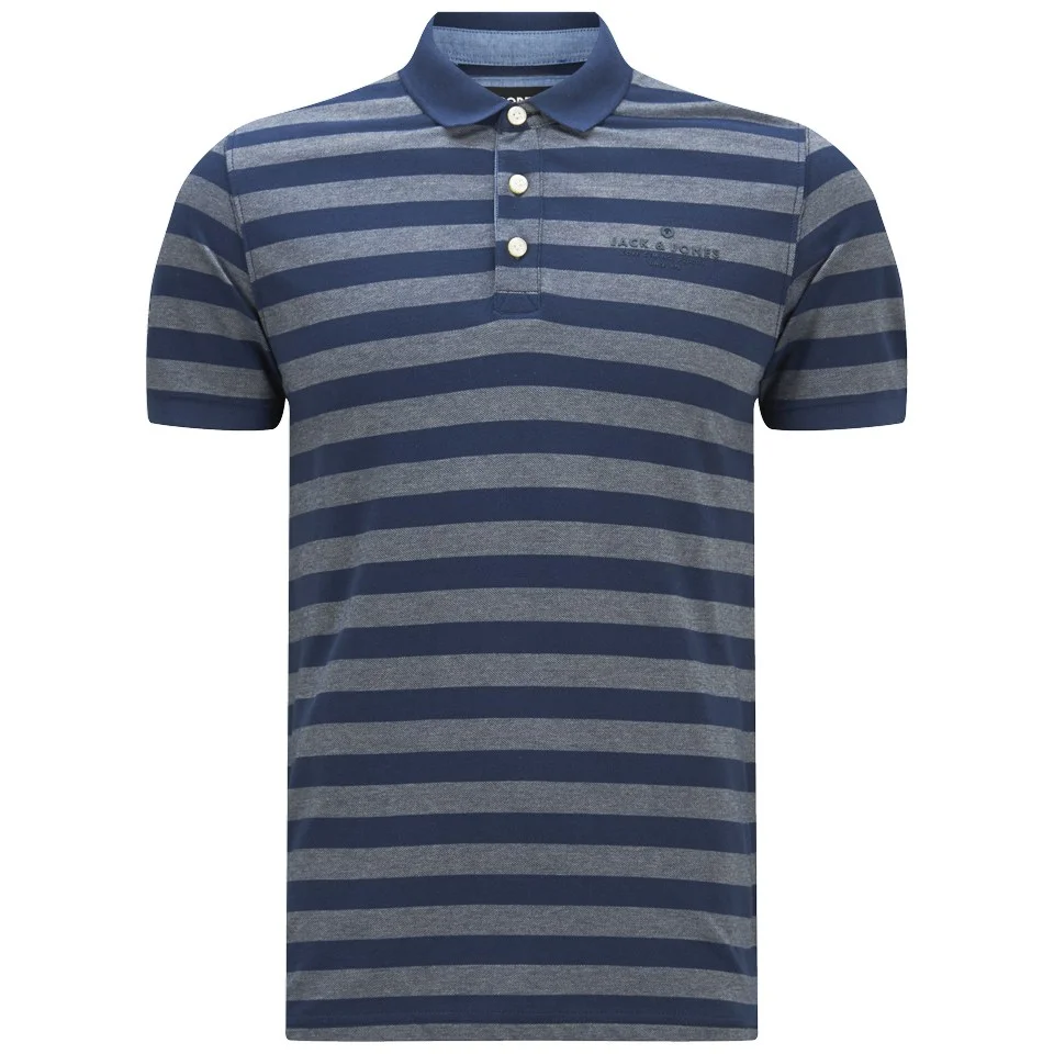 Jack & Jones Men's Cooper Striped Polo Shirt - Black Navy - S - Blue Image 1