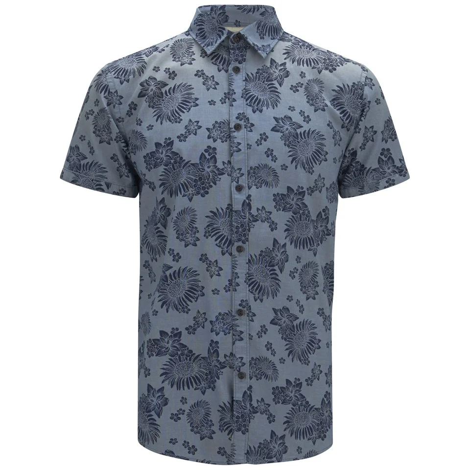 Jack & Jones Originals Men's Short Sleeved Printed Van Shirt - Bering Sea - S - Blue Image 1