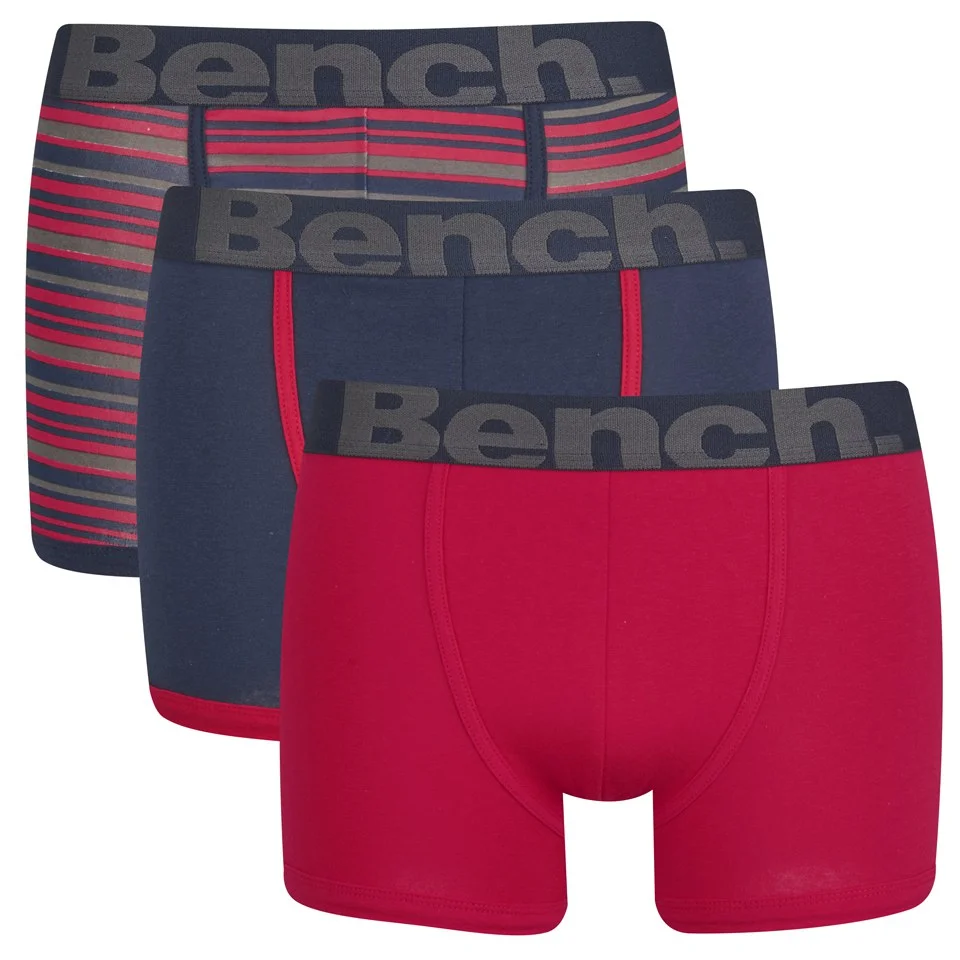 Bench Men's 3-Pack Striped Boxers - Red/Blue - S - Red/Blue Image 1