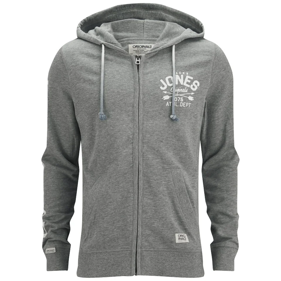 Jack & Jones Men's Originals Went Sweat Zip Hoody - Light Melange Grey - S - Grey Image 1