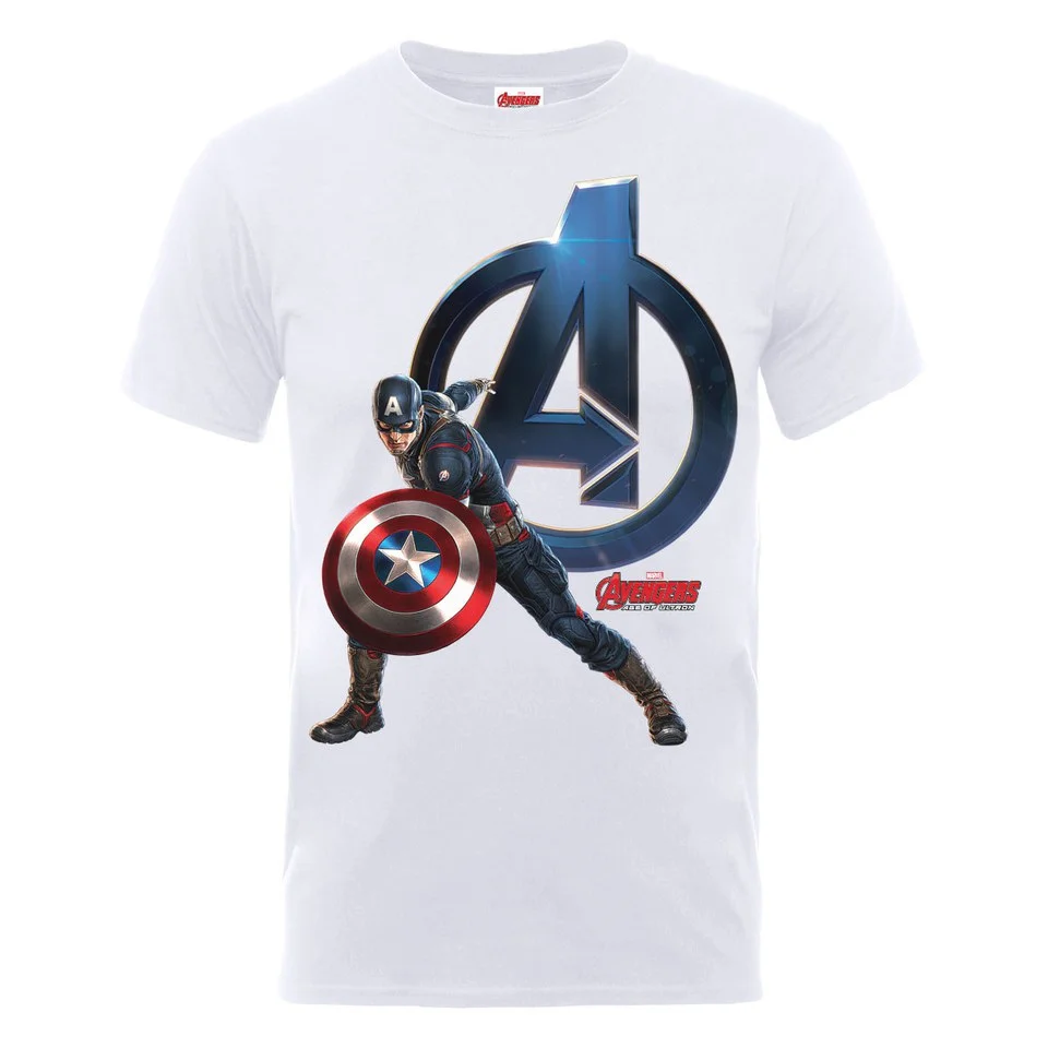 Marvel Avengers Men's Age of Ultron Captain America T-Shirt - White - S - White Image 1