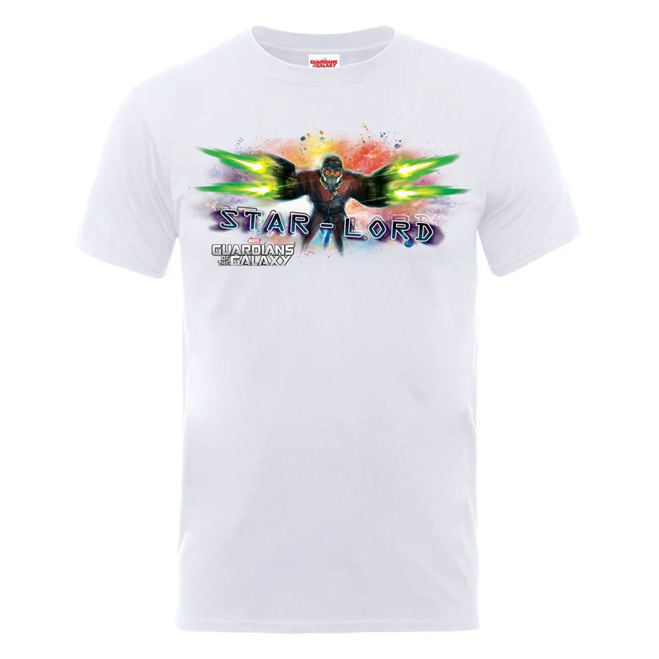 Marvel Guardians of the Galaxy Men's Star-Lord Burst T-Shirt - White - S - White Image 1