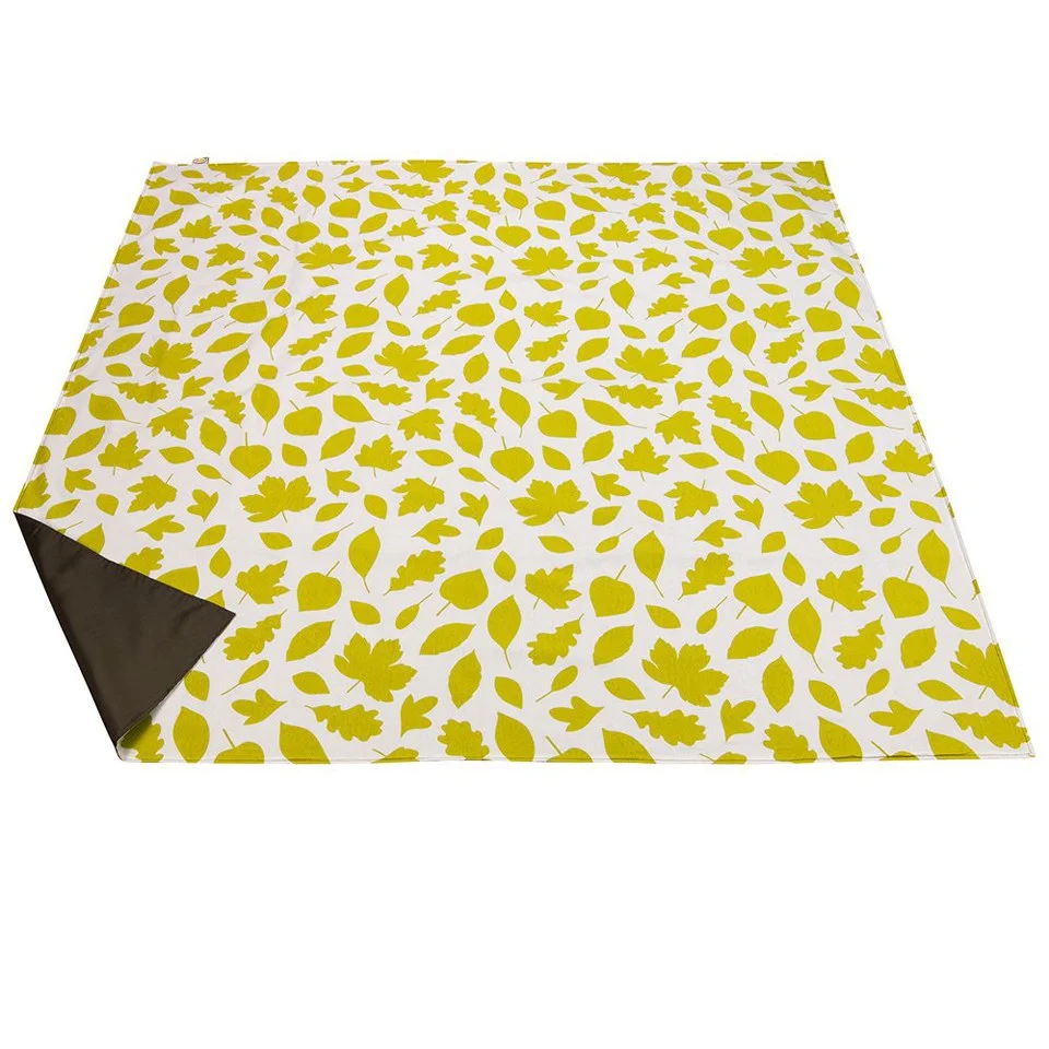Anorak Woodland Leaves Picnic Blanket - Green/White Image 1