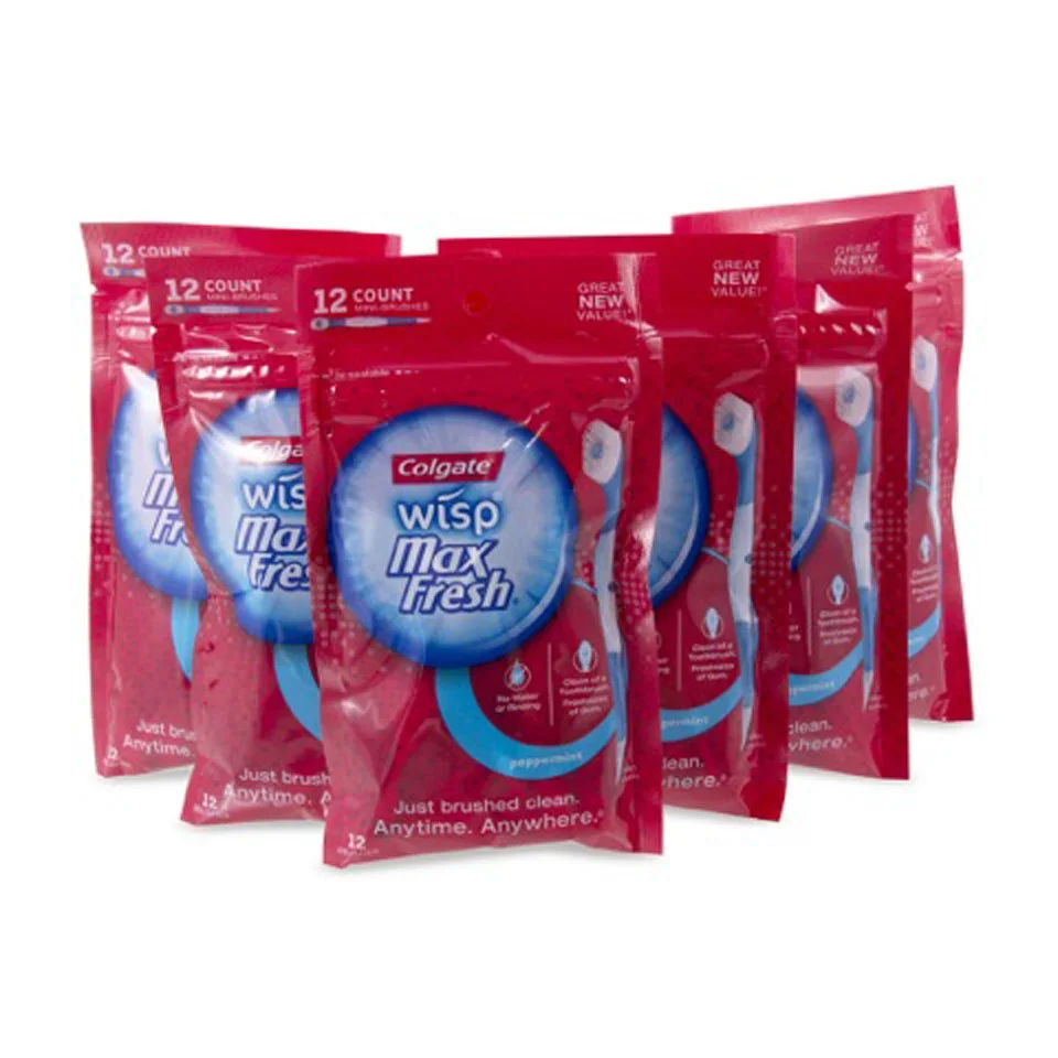 Colgate Wisp Peppermint Disposable Toothbrushes - 72 Pack (6 x 12 Packs) - Peppermint Image 1