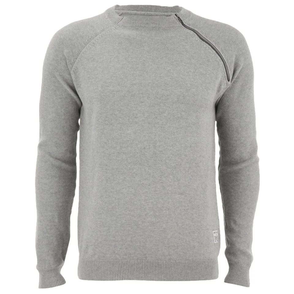 Jack & Jones Men's Core Bryan Crew Neck Jumper - Light Grey Melange - L - Grey Image 1