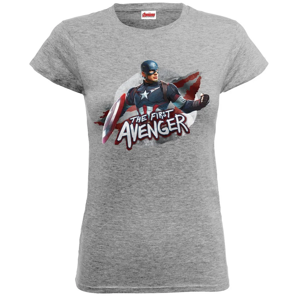 Marvel Women's Avengers Age of Ultron Captain America The First Avenger T-Shirt - Heather Grey - S - Grey Image 1