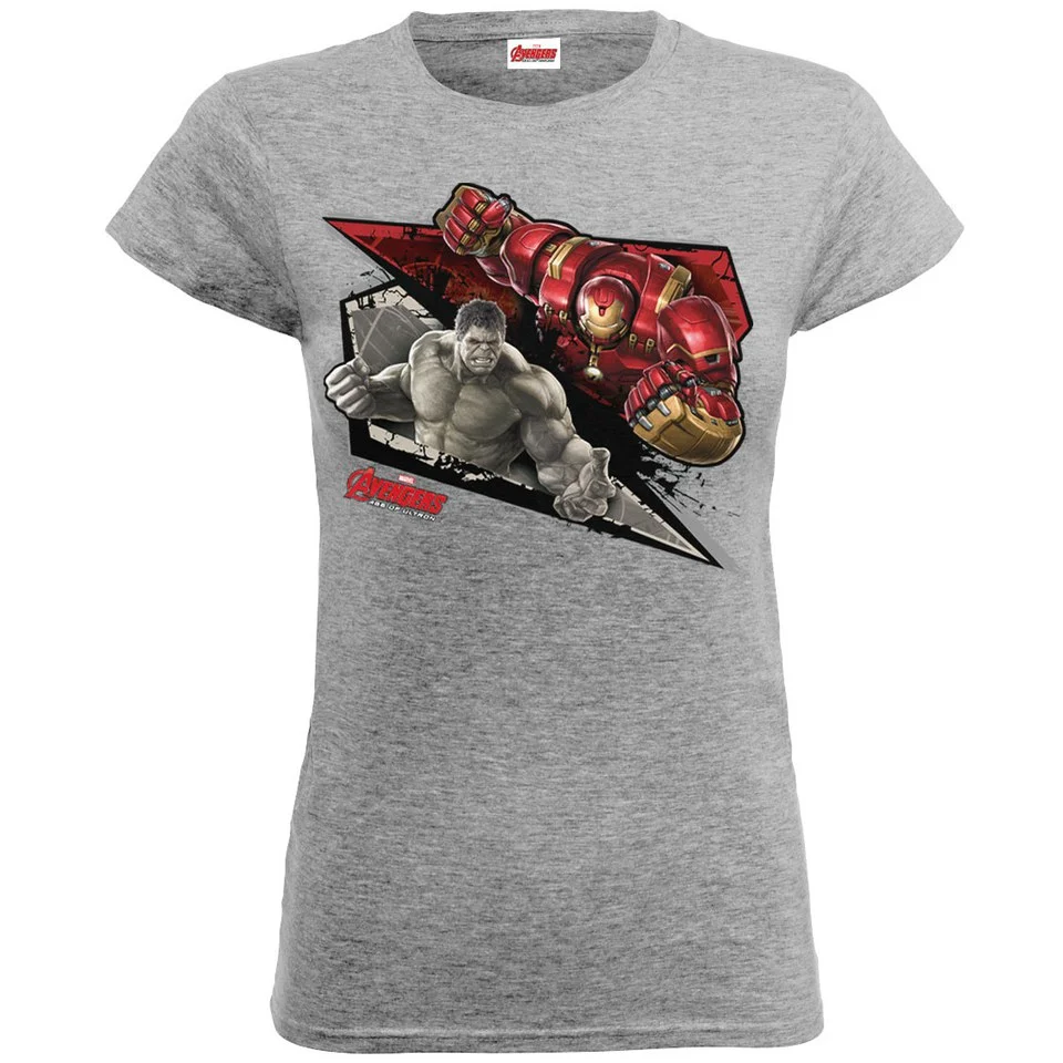 Marvel Women's Avengers Age of Ultron Hulk Vs. Hulkbuster Shards T-Shirt - Heather Grey - S - Grey Image 1