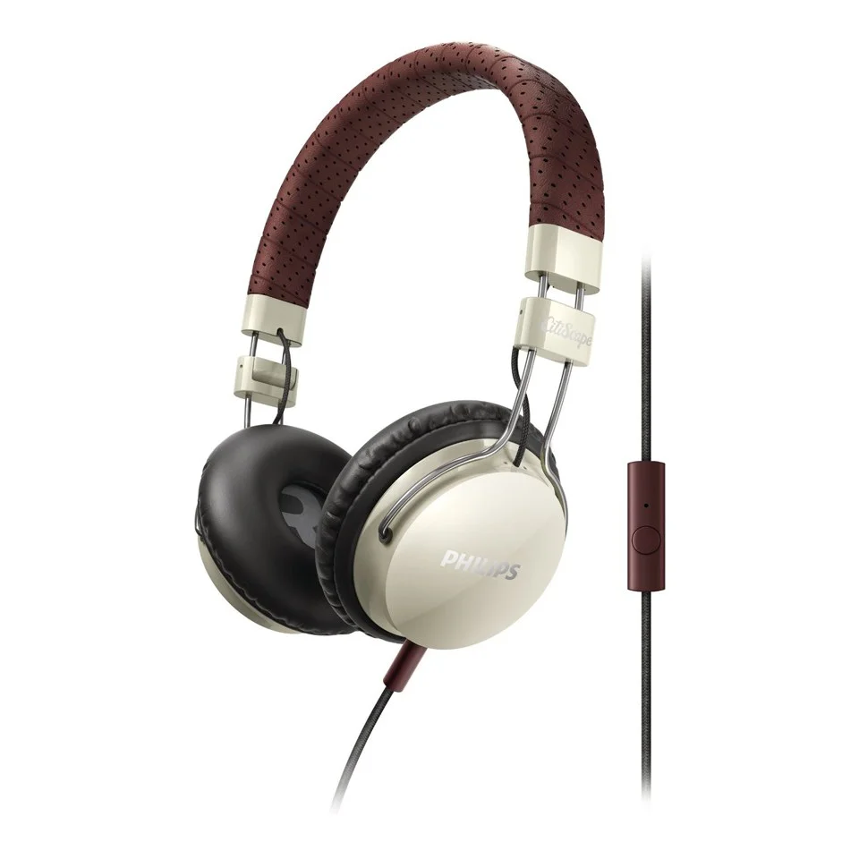 Philips SHL5505 Citiscape Foldie Headphones (Includes Mic) - Cream Image 1
