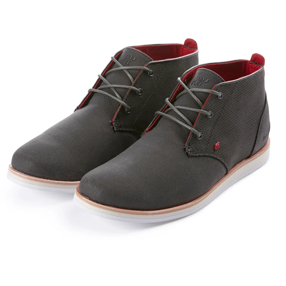 Boxfresh Men's Dalston Waxed Canvas Chukka Boots - Charcoal/Red - UK 7 - Black Image 1