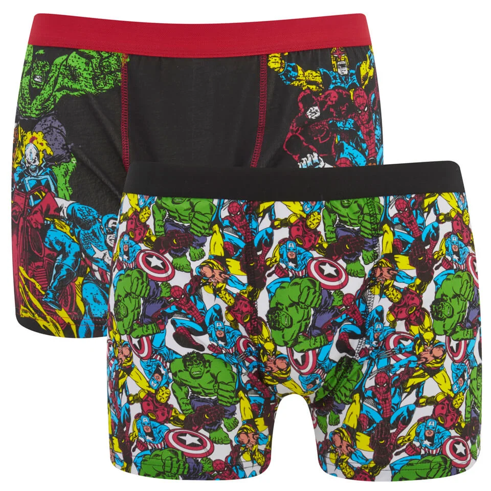 Marvel Men's 2 Pack All Over Print Boxers - Black - S - Black Image 1