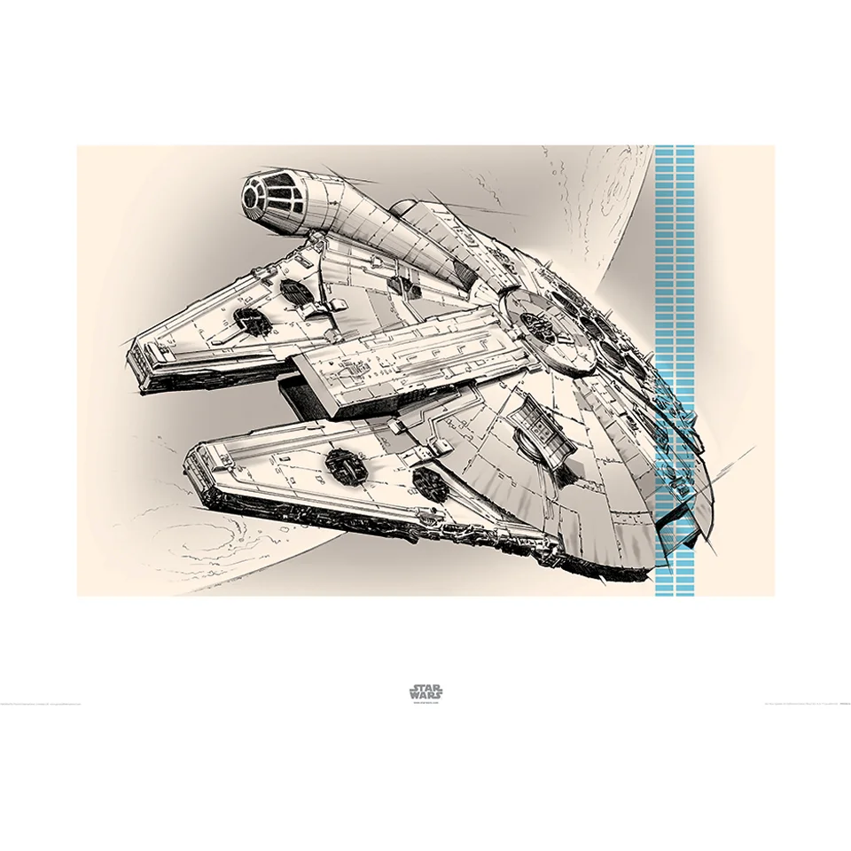 Star Wars: Episode VII - The Force Awakens Millennium Falcon - 60 x 80cm Pencil Art Print Image 1