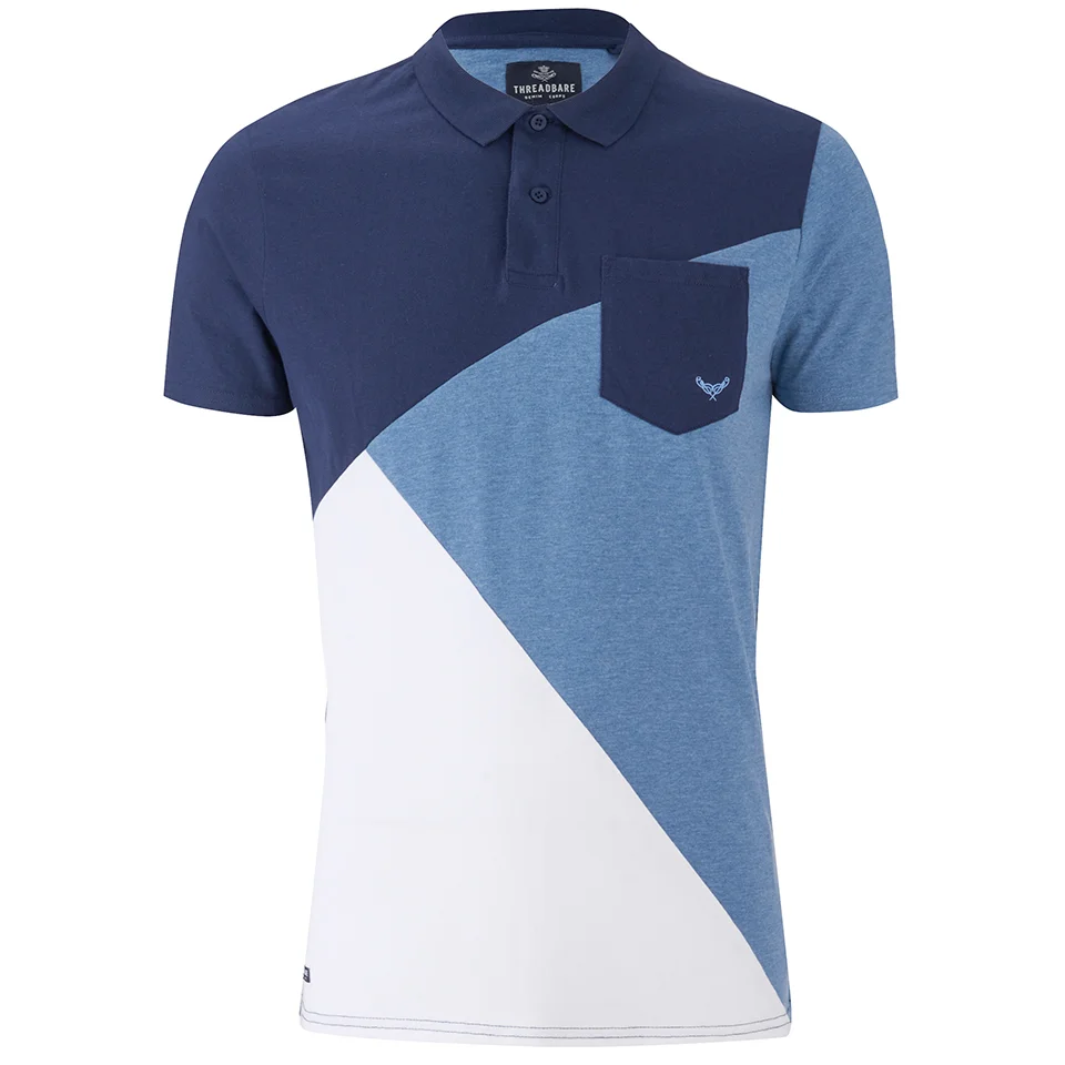 Threadbare Men's Hampton Cut and Sew Polo Shirt - Navy - S - Navy Image 1