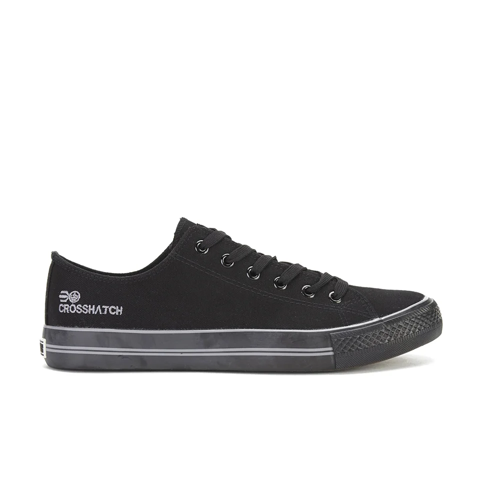 Crosshatch Men's Runway Canvas Trainers - Black/Black - UK 7 - Black Image 1