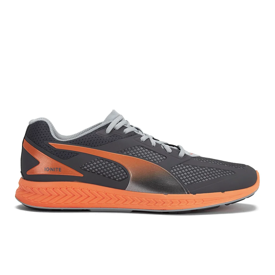 Puma Men's Ignite Mesh Running Trainers - Grey/Orange - UK 7 - Grey Image 1
