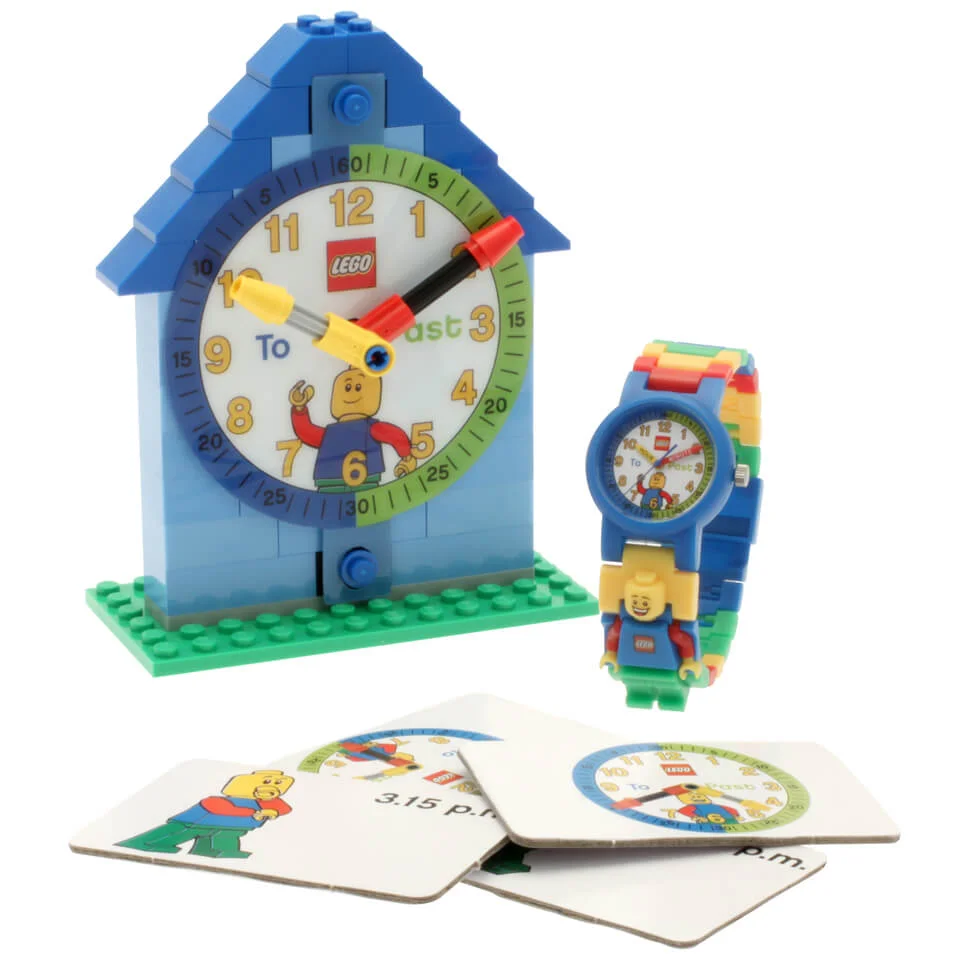 LEGO Time Teacher Blue Mini Figure Link Watch And Buildable clock Image 1