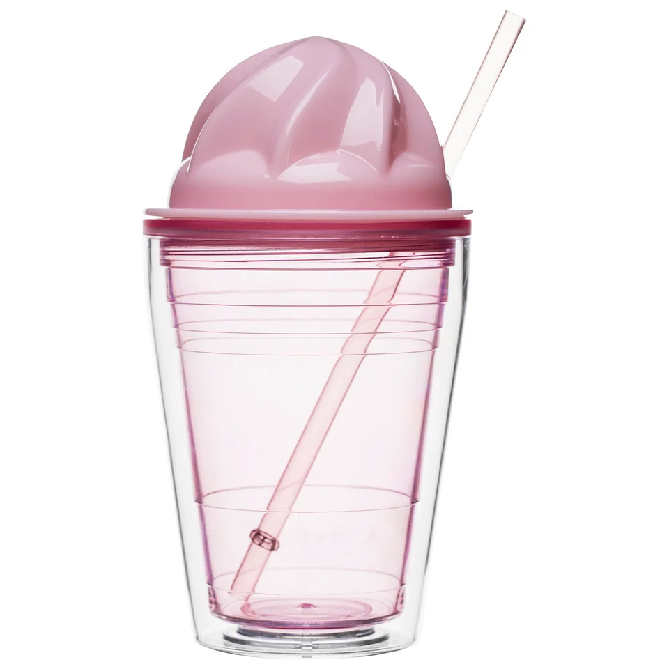 Sagaform Sweet Plastic Milkshake Cup 350ml - Pink Image 1