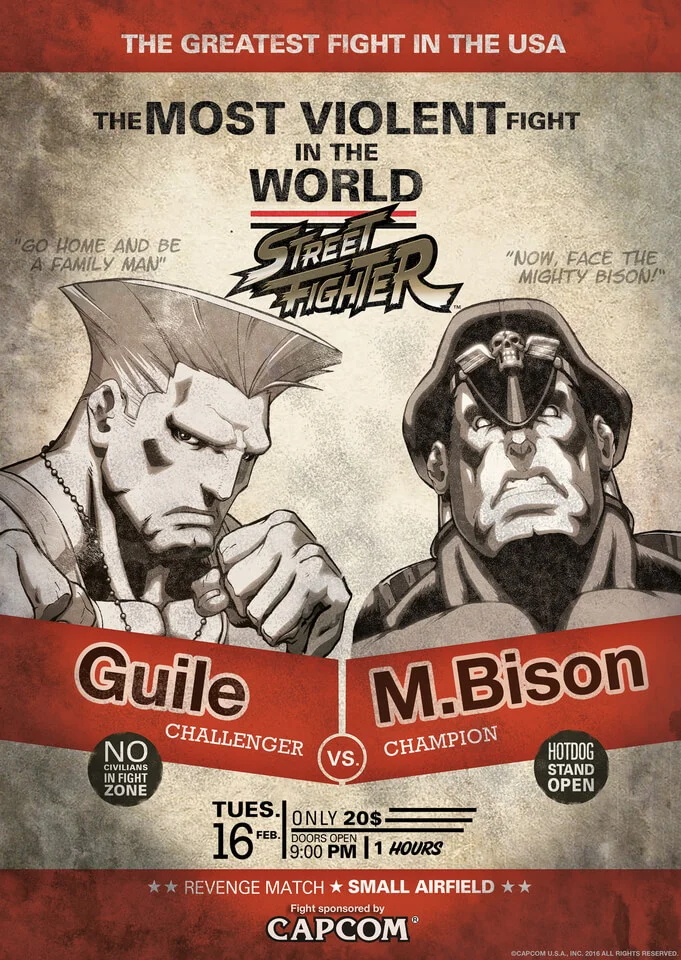 Street Fighter Guile V M.Bison Art Print - 14 x 11 Image 1