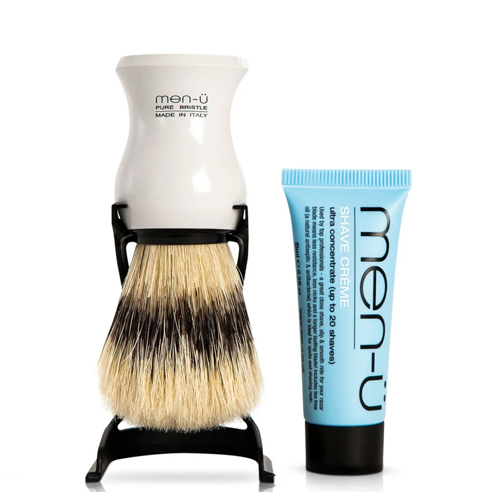 men-u Barbiere Shaving Brush and Stand - Red Image 1