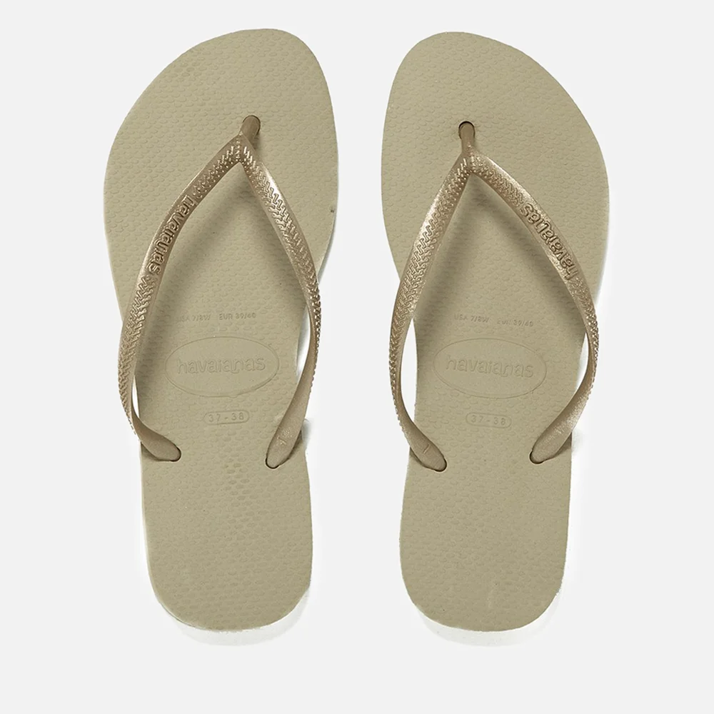 Havaianass Girls' Slim Flip Flops - Sand Grey/Light Golden - UK 1-2 Kids Image 1