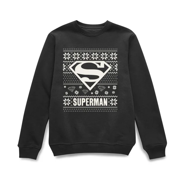 DC Superman Christmas Knit Logo Black Christmas Sweater