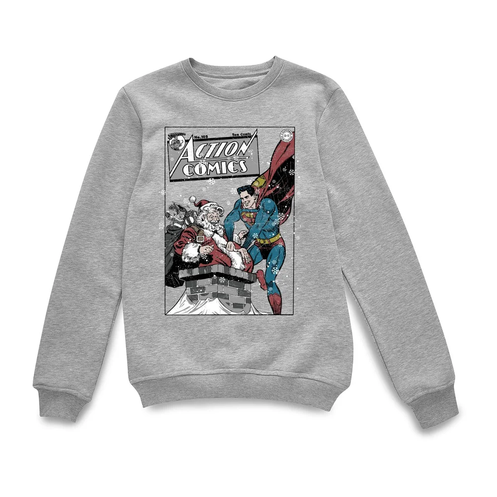 DC Comics Originals Superman Action Comics Grey Christmas Sweater - S Image 1