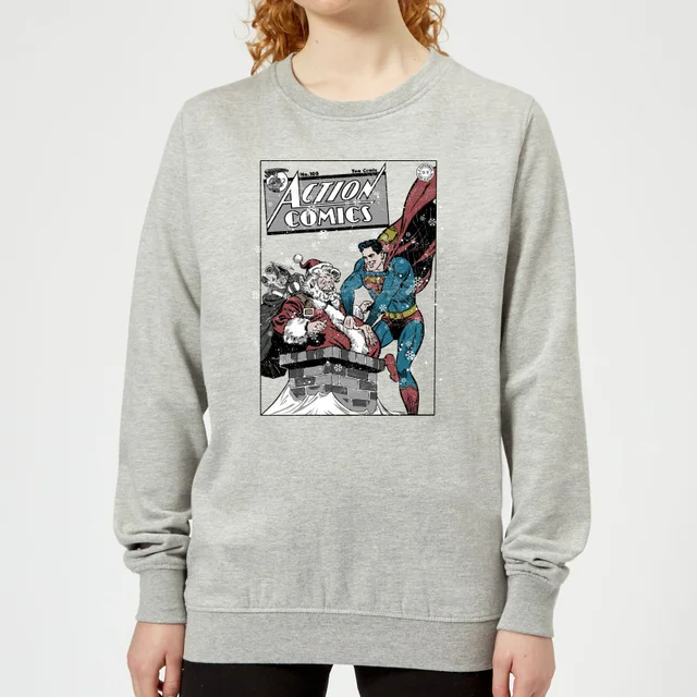 DC Comics Originals Superman Action Comics Grey Christmas Sweater