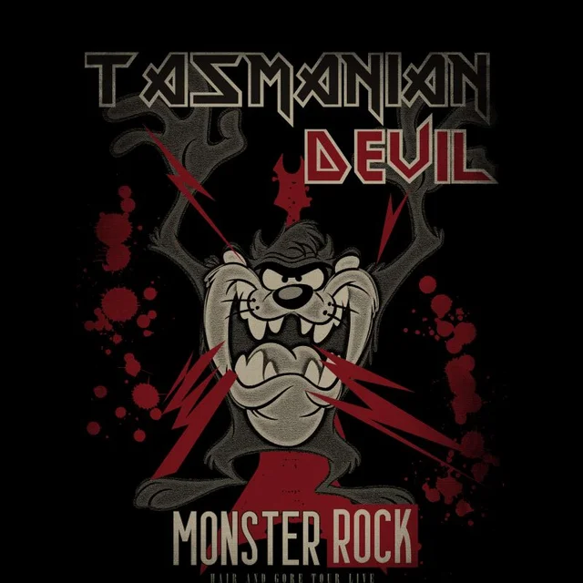 Looney Tunes Tasmanian Devil Monster Rock Men's T-Shirt - Black