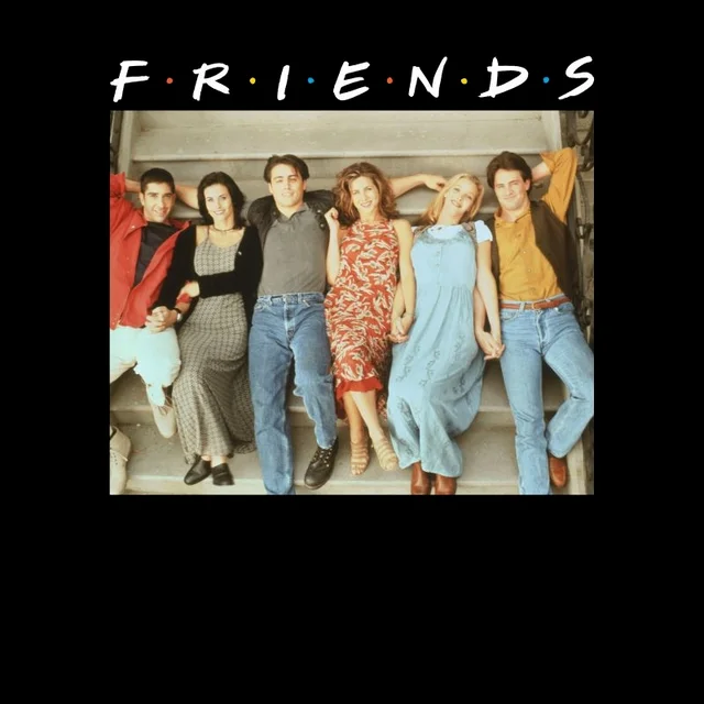 Friends Retro Character Shot Men's T-Shirt - Black