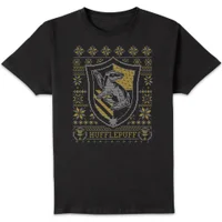 Harry Potter Hufflepuff Crest Men's Christmas T-Shirt - Black