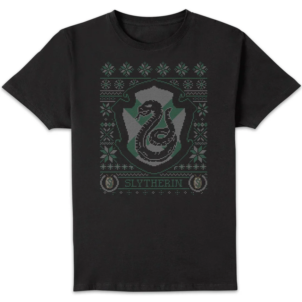 Harry Potter Slytherin Crest Men's Christmas T-Shirt - Black - S Image 1