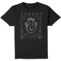 Harry Potter Slytherin Crest Men's Christmas T-Shirt - Black