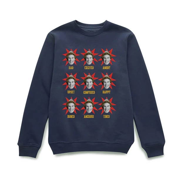 Elf Faces Christmas Sweater - Navy