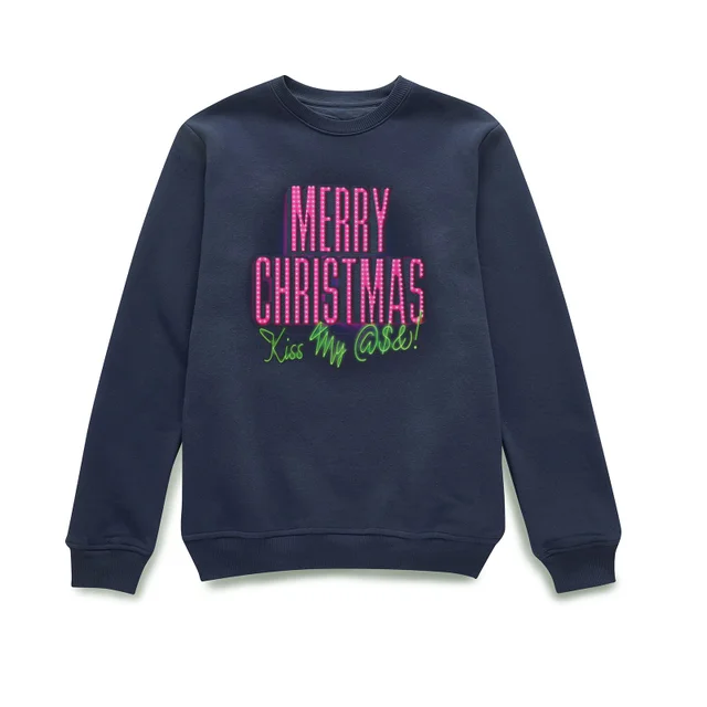National Lampoon Merry Christmas (Kiss My @$$) Christmas Sweater - Navy